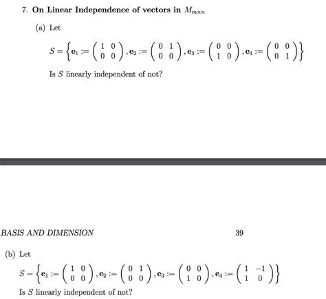 Solved 7. On Linear Independence of vectors in Man (a) Let | Chegg.com