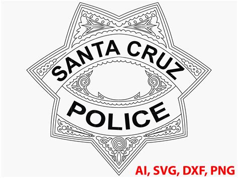 Santa Cruz Police Badge Logo Seal Custom Ai Vector SVG | Etsy