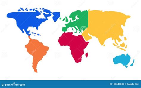 Continents World Map Colorful Vector Illustration | Images and Photos ...