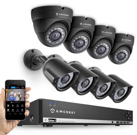 Amcrest 960H 8CH 1TB DVR Security Camera System w/ 4 x 800+ TVL Bullet ...