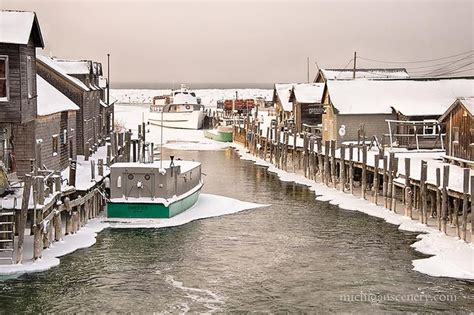 Winter arrives at Fishtown, Leland Michigan | Pure michigan, Michigan ...