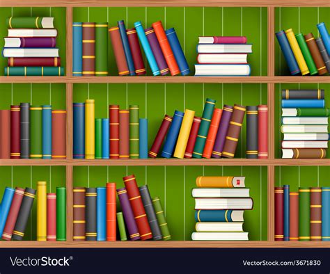 Row and stack of colorful books Royalty Free Vector Image