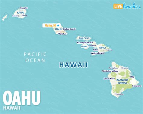 Map of Oahu, Hawaii - Live Beaches