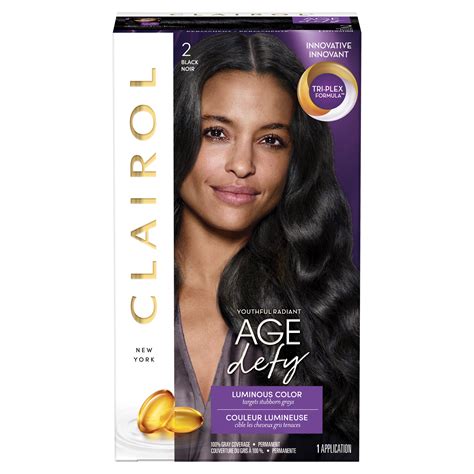 Clairol Age Defy Expert Collection Permanent Hair Color 2 Black, 1 ...