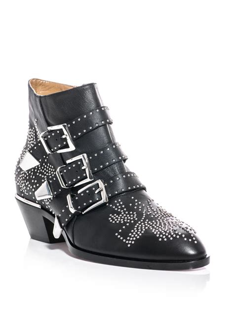 Chloé Studded Susanna Ankle Boots in Black | Lyst