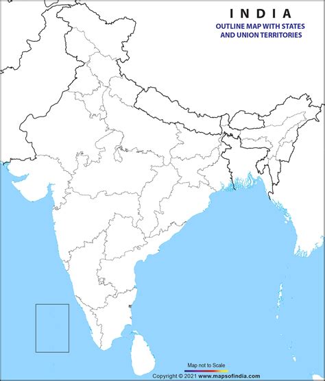 Outline Map of India Enlarged View