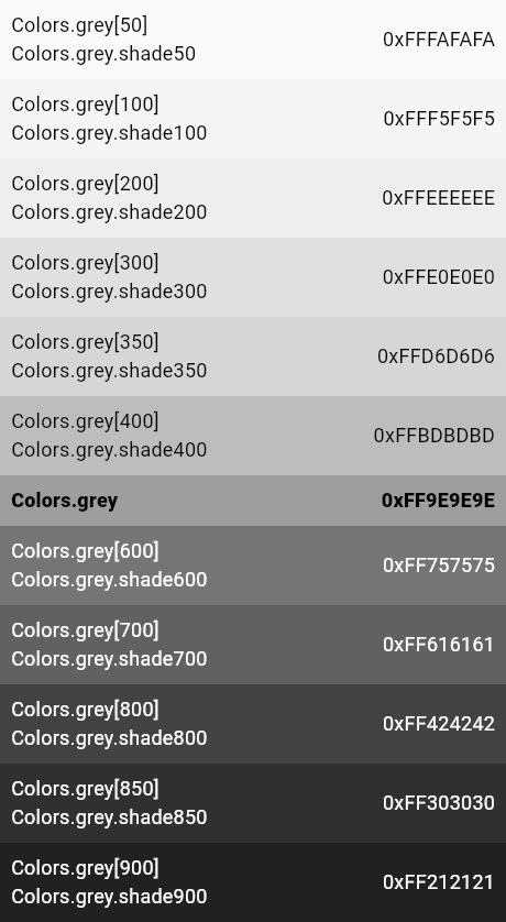 grey constant - Colors class - material library - Dart API