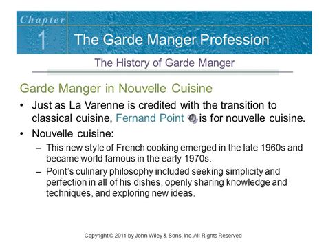 Garde Manger Background Maintaining an ample supply of food was an ...