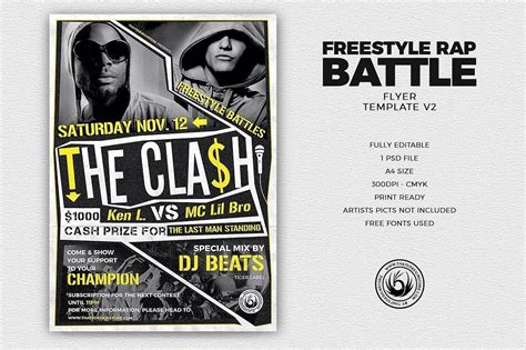 Freestyle Rap Battle Flyer Template V2 - posters design for photoshop