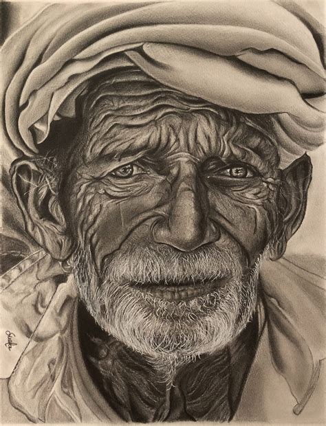 Buy Original Pencil Portrait Drawing of Old Man With Turban Very ...