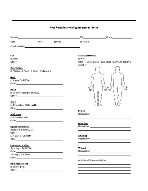 Head To Toe Printable Nursing Assessment Form Template - Printable ...