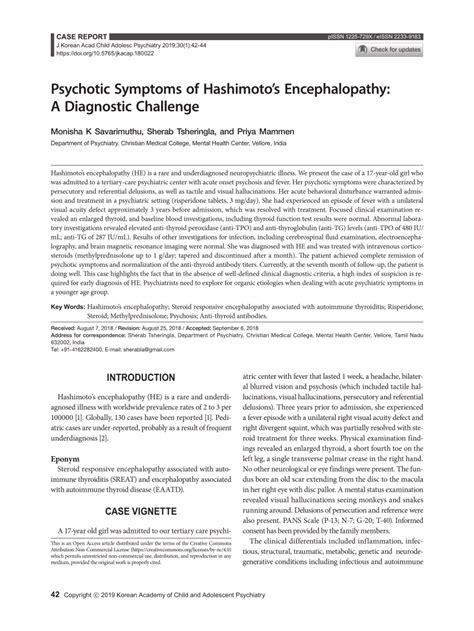 (PDF) Psychotic Symptoms of Hashimoto’s Encephalopathy: A Diagnostic ...