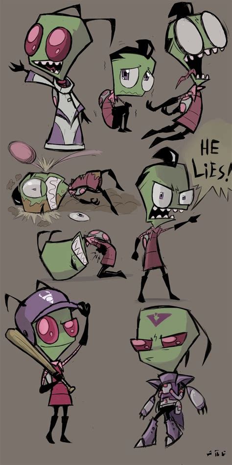 Zim doodles | Invasor zim, Caricaturas clasicas, Concepto de personaje