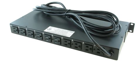 10-Outlet 19" Rack Mount Power Strip w/ Individual Lighted Switches ...