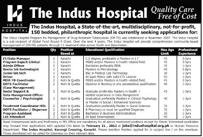 Daily Jobs Update: The Indus Hospital Karachi Jobs