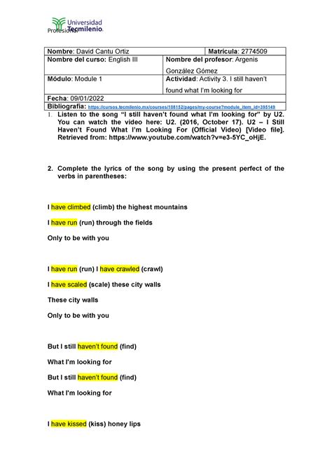 Ingles 3-Actividad 3 - Nombre: David Cantu Ortiz Matrícula: 2774509 ...