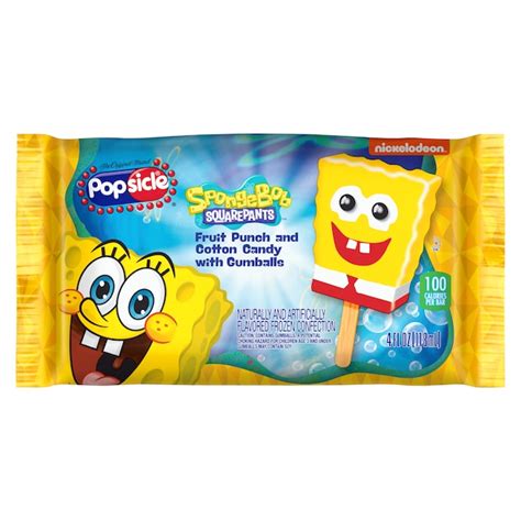 Popsicle SpongeBob SquarePants Bar - Fruity Ice Cream Pop - Cotton ...