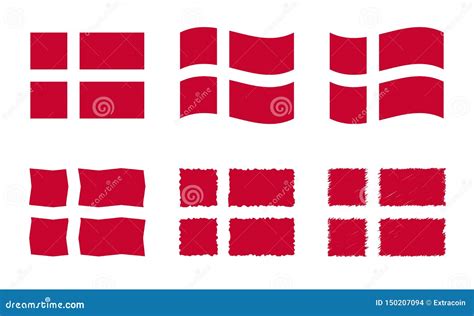 Denmark Flag Vector Illustration Set, Official Colors of Kingdom of ...