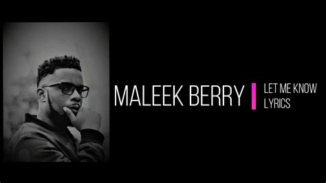 Let Me Know - Maleek Berry Lyrics - YouTube