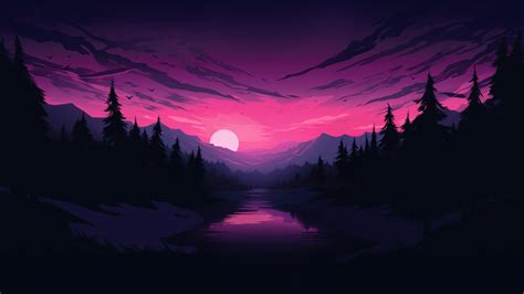 Morning In Snowy Mountains Synthwave Style Wallpaper,HD Artist ...