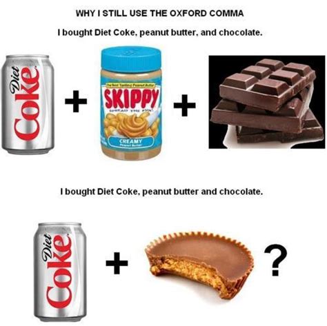 I bought Diet Coke, peanut butter, and chocolate | Oxford Comma | Know ...