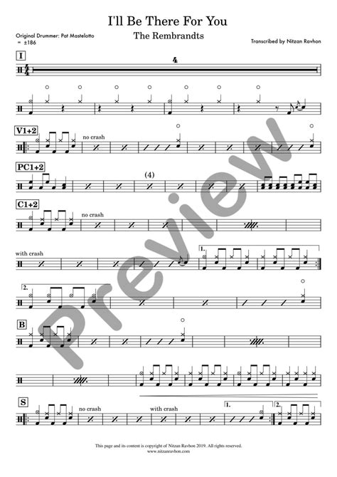 Drum Sheet Music - The Rembrandts - I'll Be There For You (Friends ...