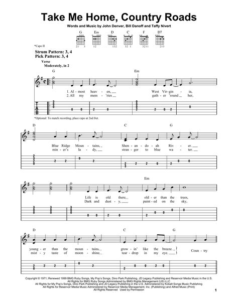 John Denver - Take Me Home, Country Roads sheet music