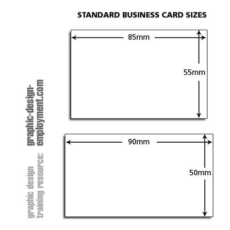 Business Card Standard Sizes