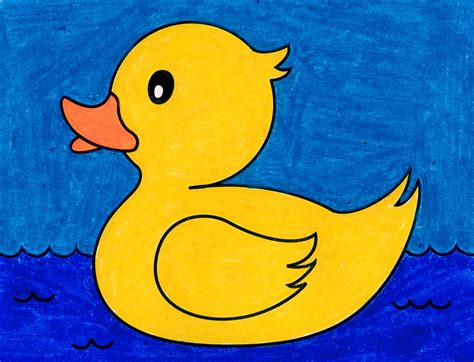 Easy How to Draw a Rubber Duck Tutorial and Coloring Page