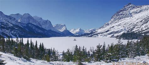 Winter on St Mary Lake Photo - Glacier Park Photo Gallery