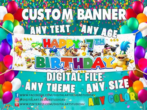 Personalized birthday banner Koopalings theme Mario custom | Etsy