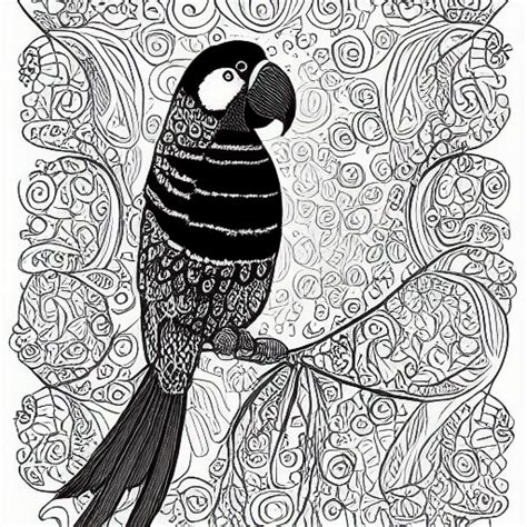 Yayoi KusamaInspired Black and White Parrot Drawing · Creative Fabrica