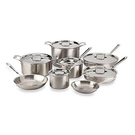 All-Clad d5 Brushed Stainless Steel Cookware 14-Piece Set and Open ...