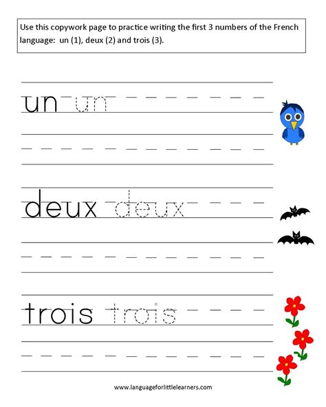 French Worksheets Numbers