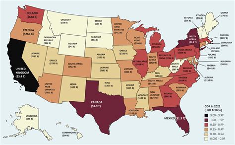 Comparison between US states and countries by GDP - Vivid Maps