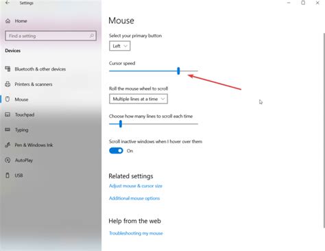 How to change the cursor speed in Windows 10 version 2004