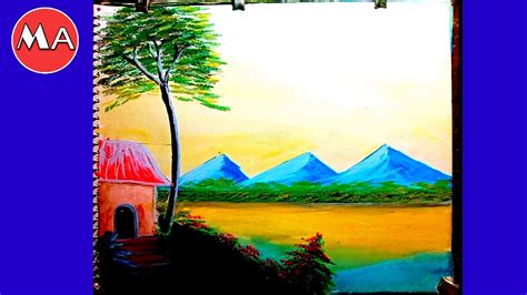 Village scenery painting easy painting for beginners in step by step ...