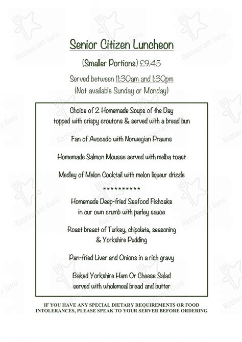 Menu at The North Star Hotel pub & bar, Flamborough