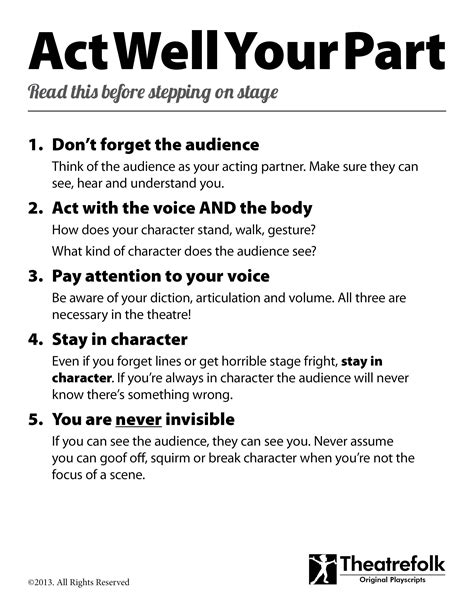 Acting Tips Poster. Click to download a printable version. | Printables ...