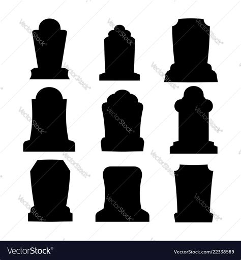 Tombstone silhouette set for halloween gravestone Vector Image