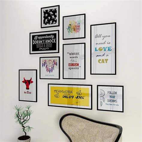 Inspirational Quotes Wall Frame Collage Set of 9 - WallMantra