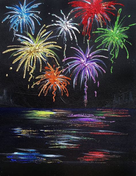 Fireworks | Fireworks art, Firework painting, Canvas painting landscape