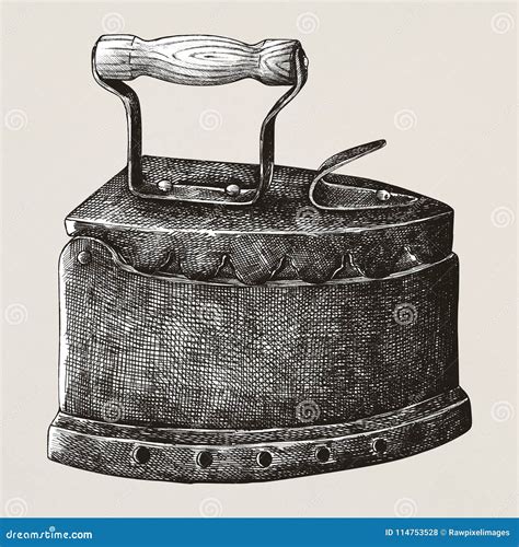 Hand Drawn Old Vintage Iron Stock Photo - Image of black, hand: 114753528