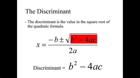 Quadratic Formula: The Discriminant - YouTube