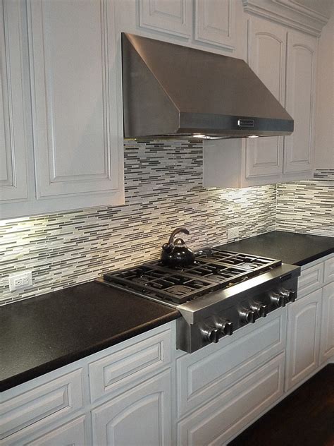 Kitchen Backsplash With White Cabinets And Black Granite - Custom ...