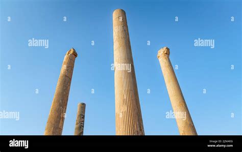 Persepolis, Iran - May 2019: Columns inside ruins of Persepolis, the ...