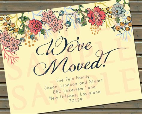 Moving Announcement | Floral New Address Cards with Envelopes | Change ...