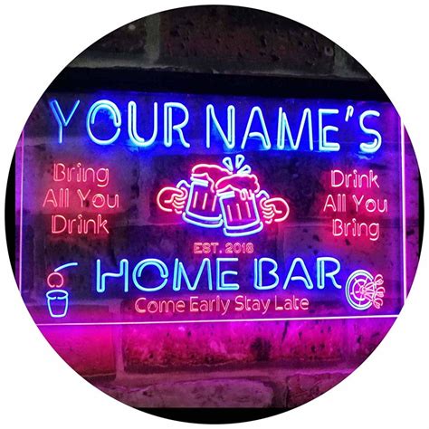 “Your Name’s Home Bar” Customizable LED Neon Home Bar Signs | Homebrew ...