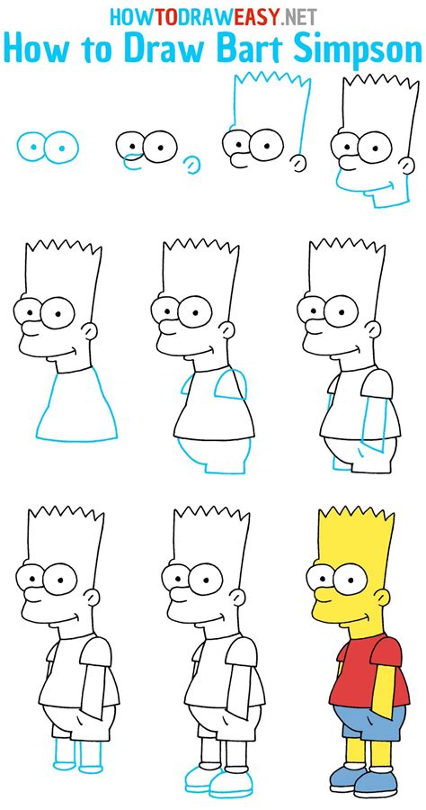 How to Draw Bart Simpson Step by Step | Bart simpson drawing, Simpsons ...