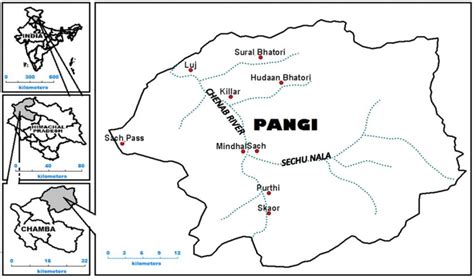 Map of Pangi Valley in Chamba District, Himachal Pradesh | Download ...